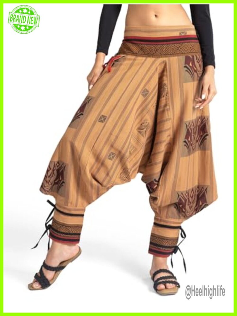 Cotton Harem Pants, Boho Hippie Palazzo Joggers, Relaxed Fit